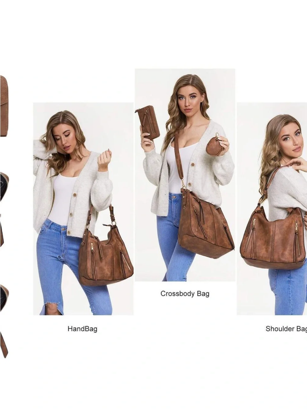 New Hobo Bags Handbags Purse Boho Shoulder Bag Crossbody Brown with Wallet